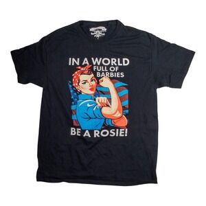 Men's Rosie Riveter T Shirt Size Large Black Short Sleeve Crew Neck